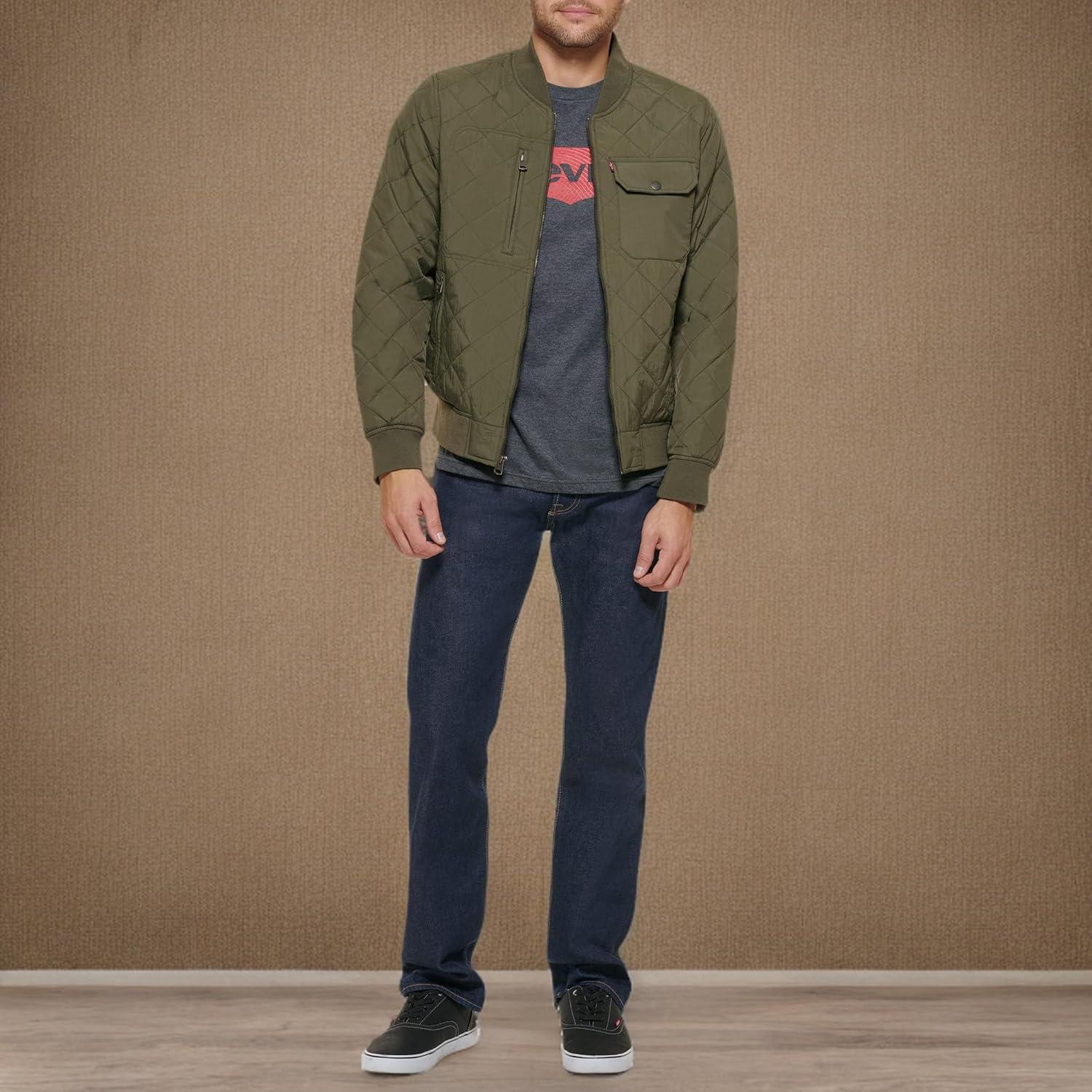 imageLevis Mens Levis Mens Diamond Quilted Bomber JacketOlive