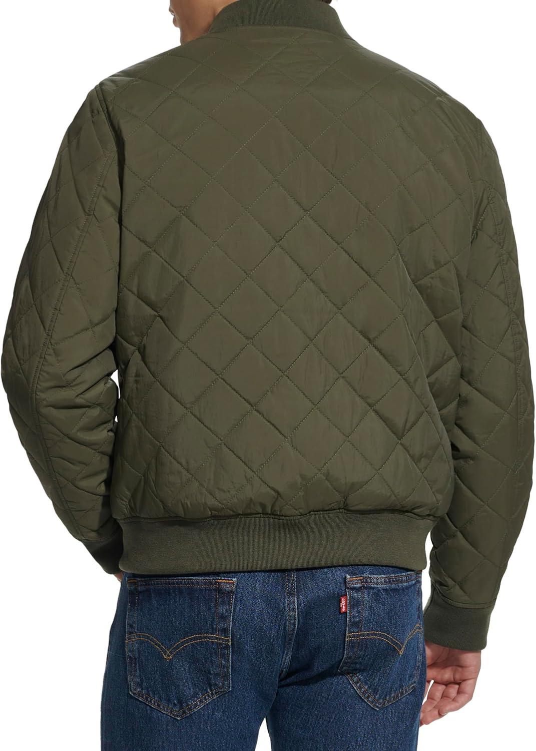 imageLevis Mens Levis Mens Diamond Quilted Bomber JacketOlive Dry Touch Nylon