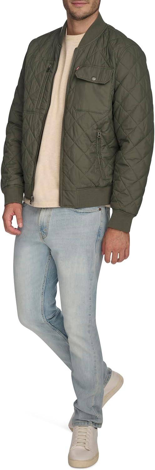 imageLevis Mens Levis Mens Diamond Quilted Bomber JacketSage Green