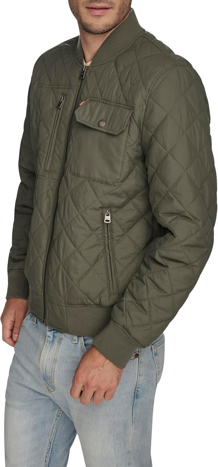 imageLevis Mens Levis Mens Diamond Quilted Bomber JacketSage Green