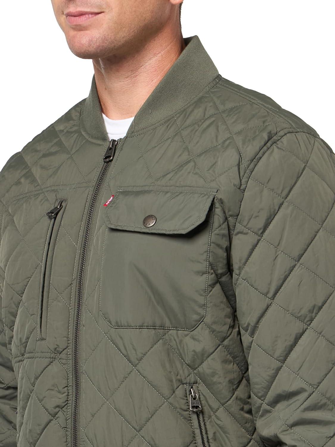 imageLevis Mens Levis Mens Diamond Quilted Bomber JacketSage Green