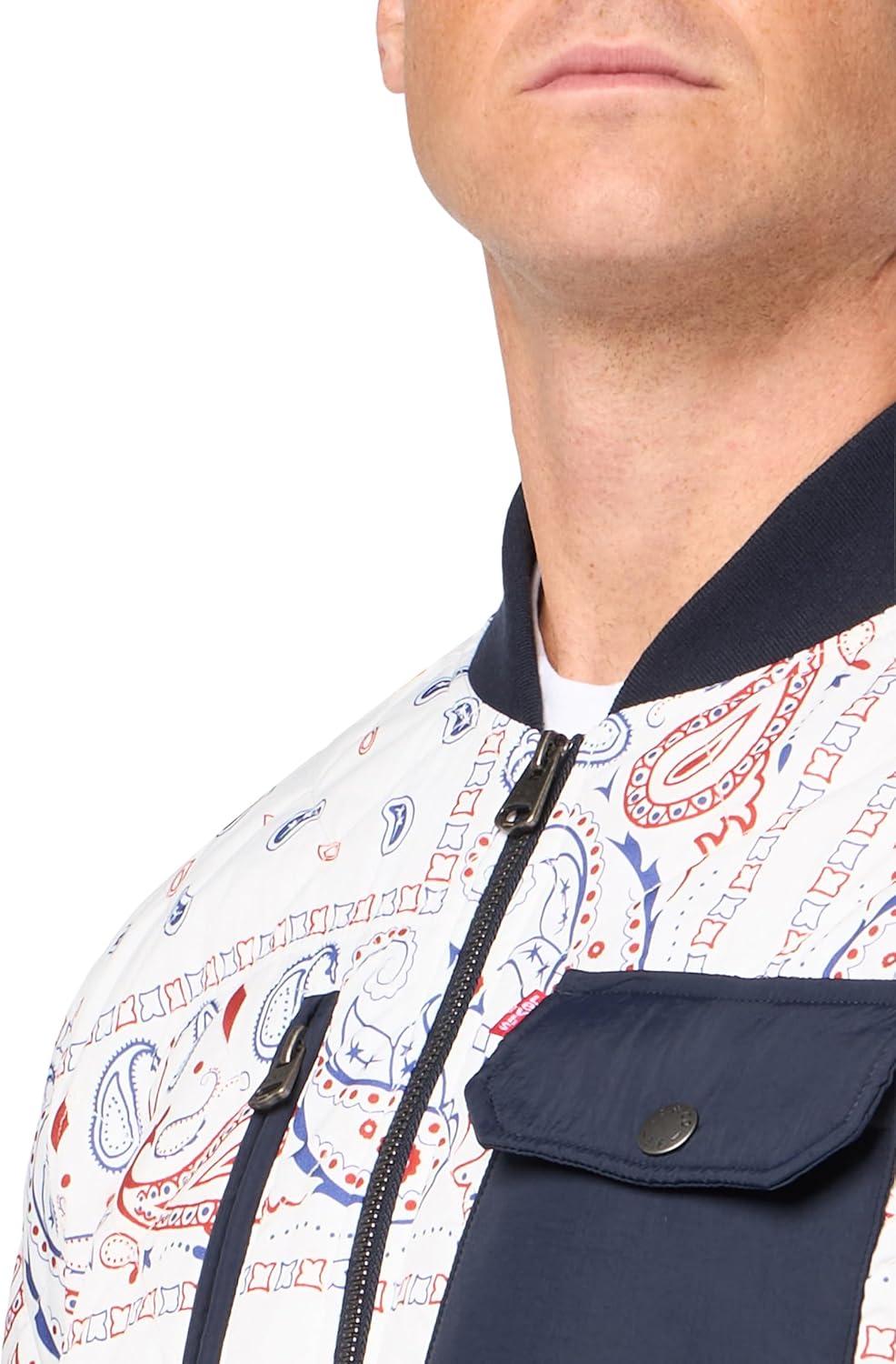 imageLevis Mens Levis Mens Diamond Quilted Bomber JacketWhiteNavy Bandana