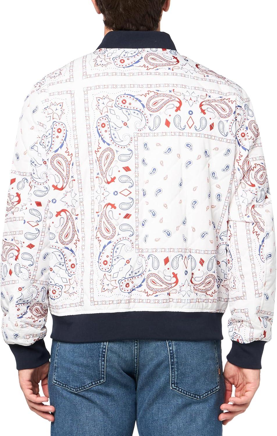 imageLevis Mens Levis Mens Diamond Quilted Bomber JacketWhiteNavy Bandana