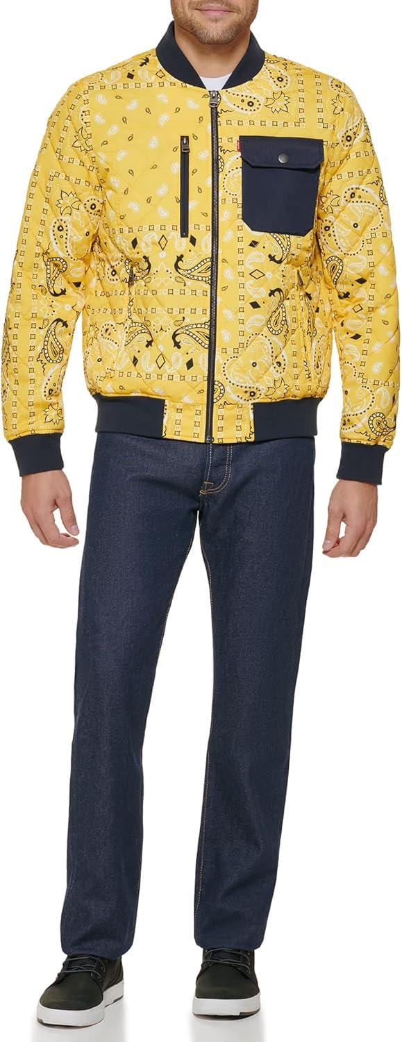 imageLevis Mens Levis Mens Diamond Quilted Bomber JacketYellow Bandana