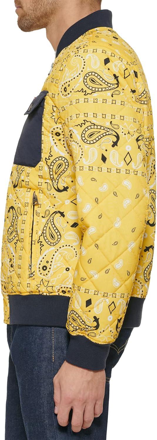 imageLevis Mens Levis Mens Diamond Quilted Bomber JacketYellow Bandana