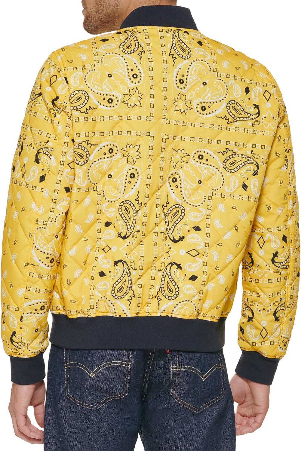 imageLevis Mens Levis Mens Diamond Quilted Bomber JacketYellow Bandana