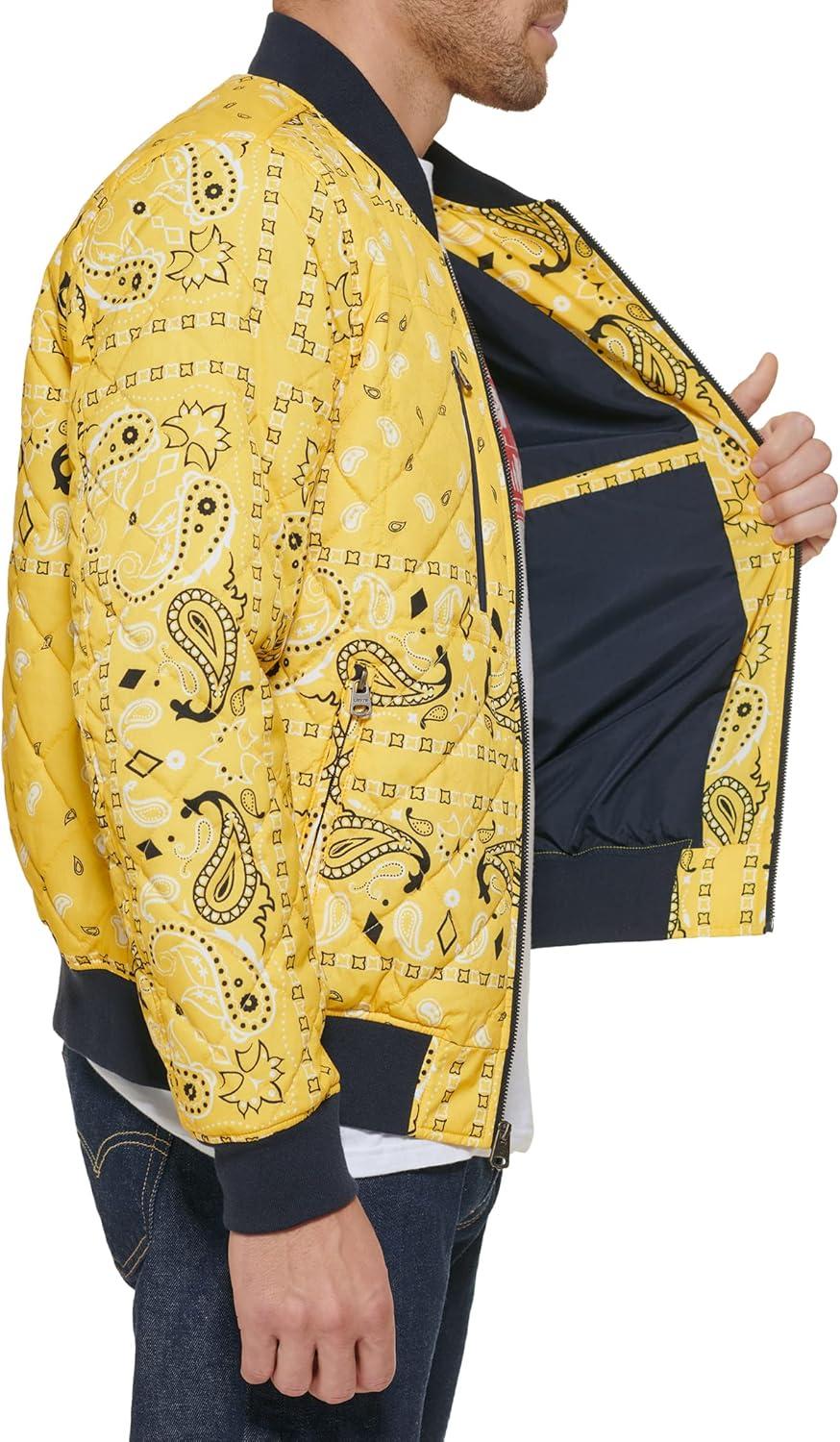 imageLevis Mens Levis Mens Diamond Quilted Bomber JacketYellow Bandana