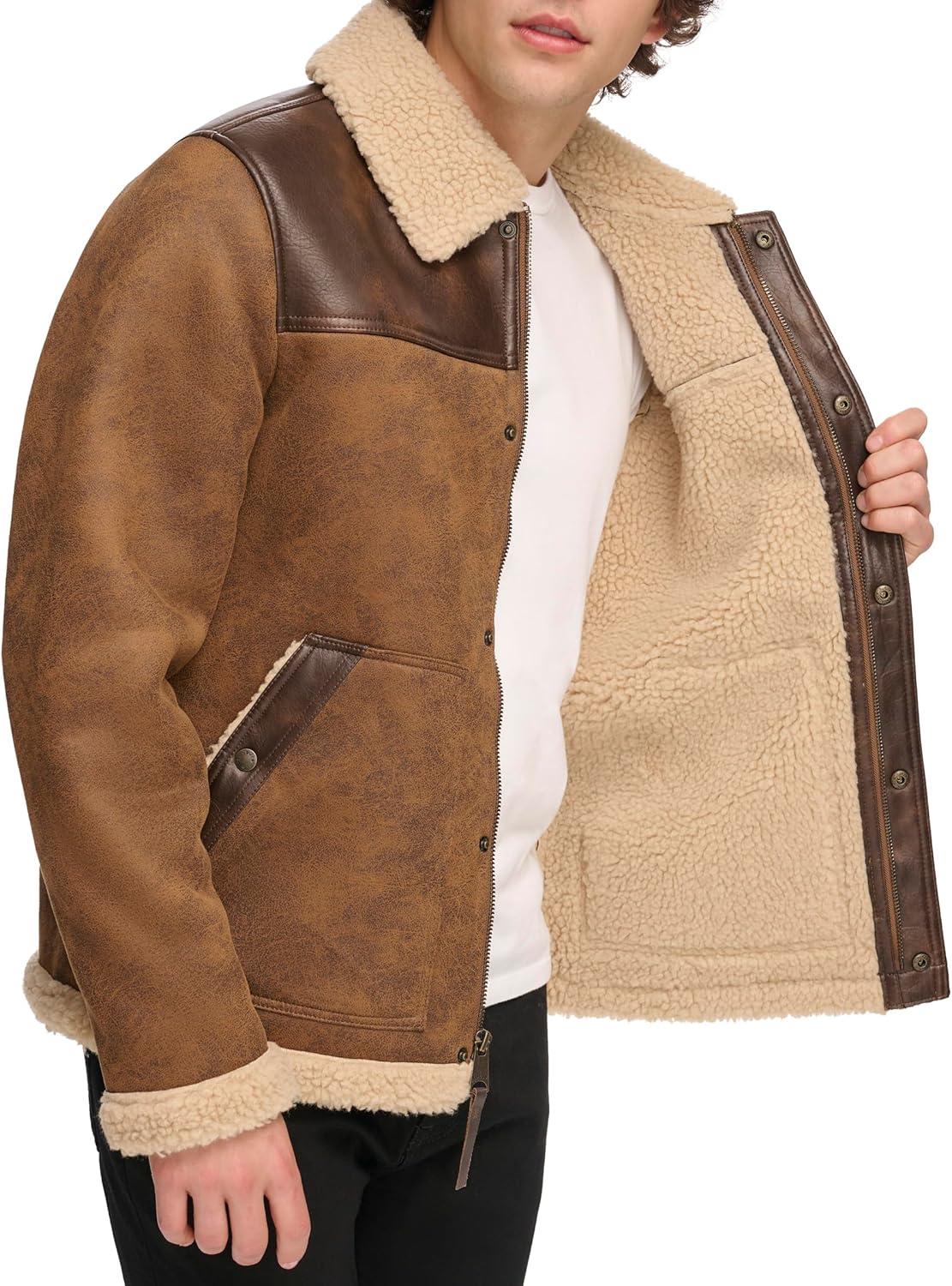 imageLevis Mens Levis Mens Mixed Media Faux Shearling JacketBrown