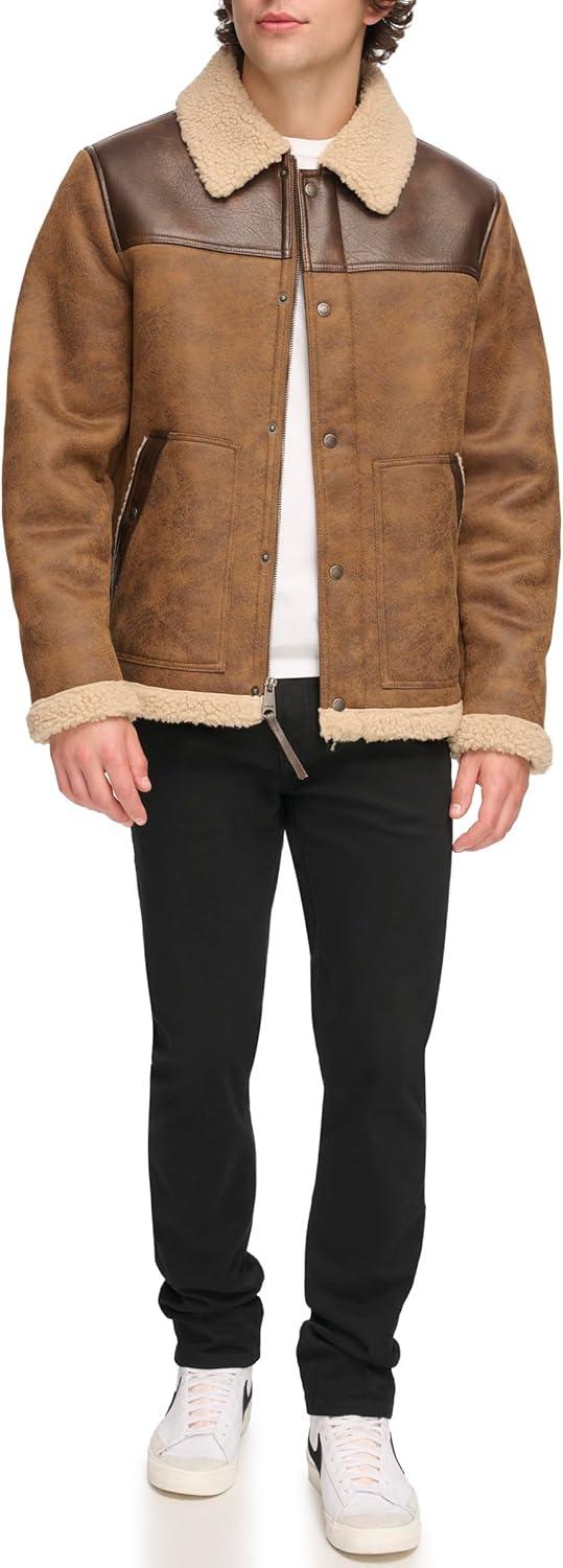 imageLevis Mens Levis Mens Mixed Media Faux Shearling JacketBrown