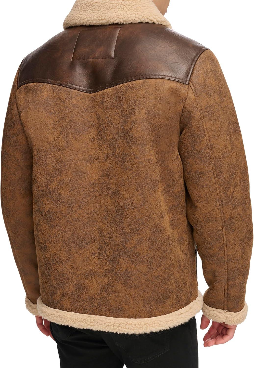 imageLevis Mens Levis Mens Mixed Media Faux Shearling JacketBrown