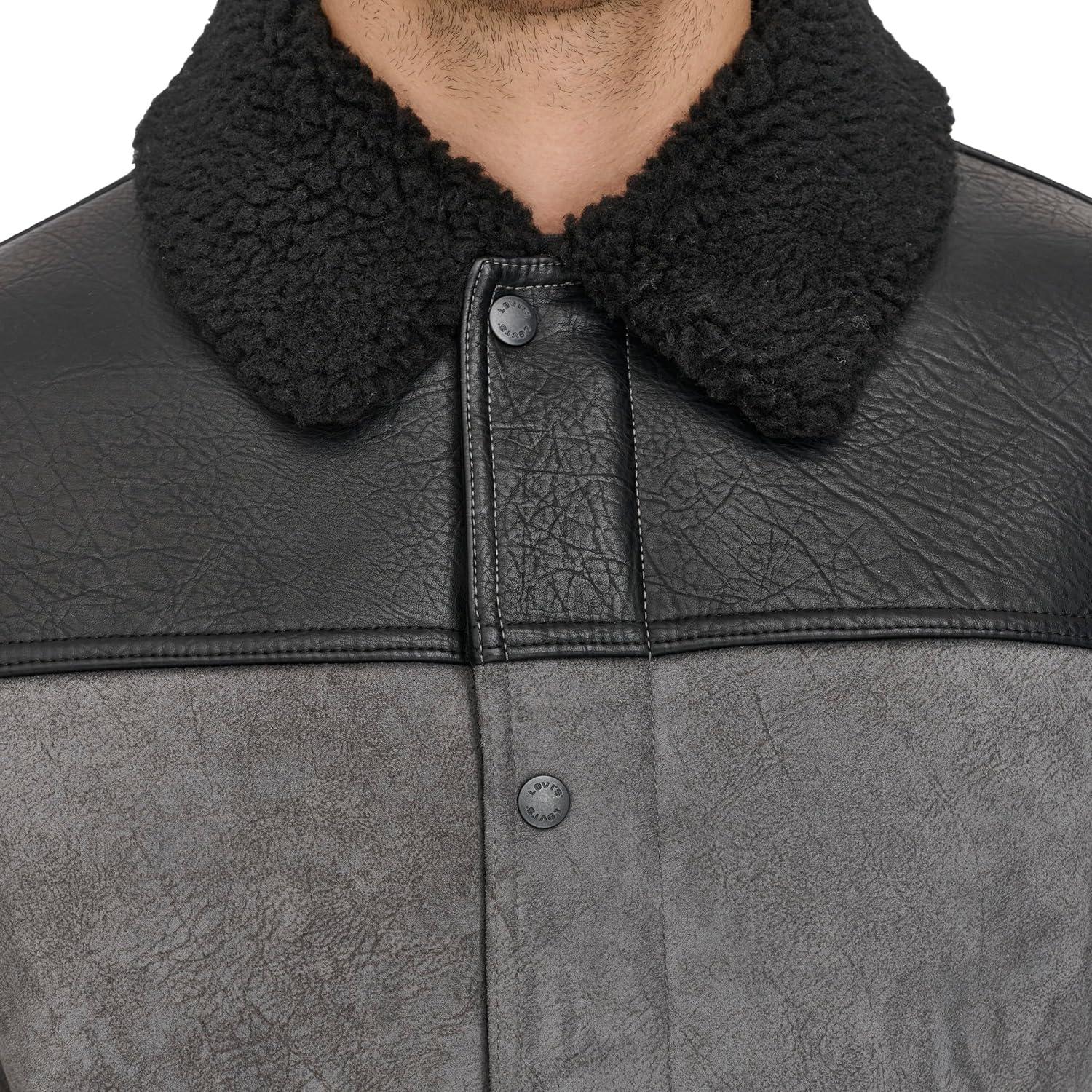 imageLevis Mens Levis Mens Mixed Media Faux Shearling JacketCharcoal