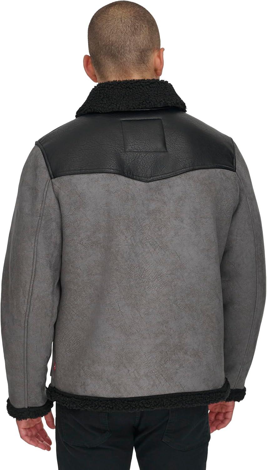 imageLevis Mens Levis Mens Mixed Media Faux Shearling JacketCharcoal