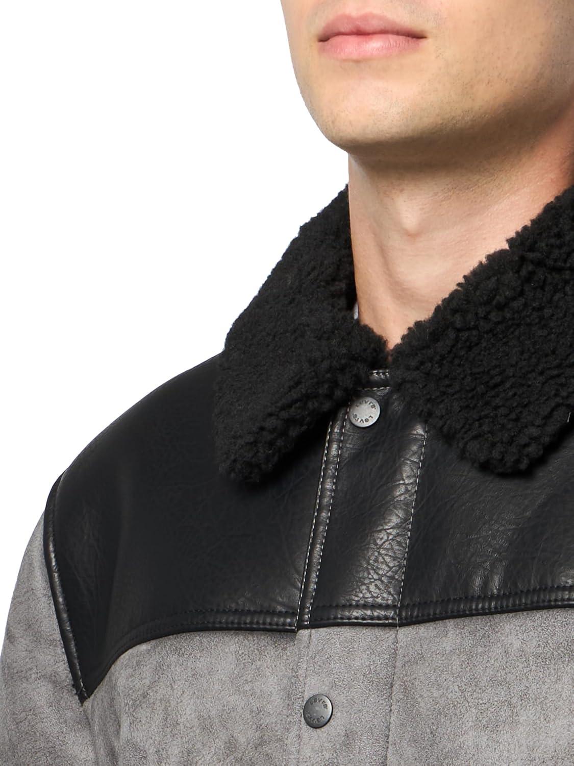 imageLevis Mens Levis Mens Mixed Media Faux Shearling JacketCharcoal