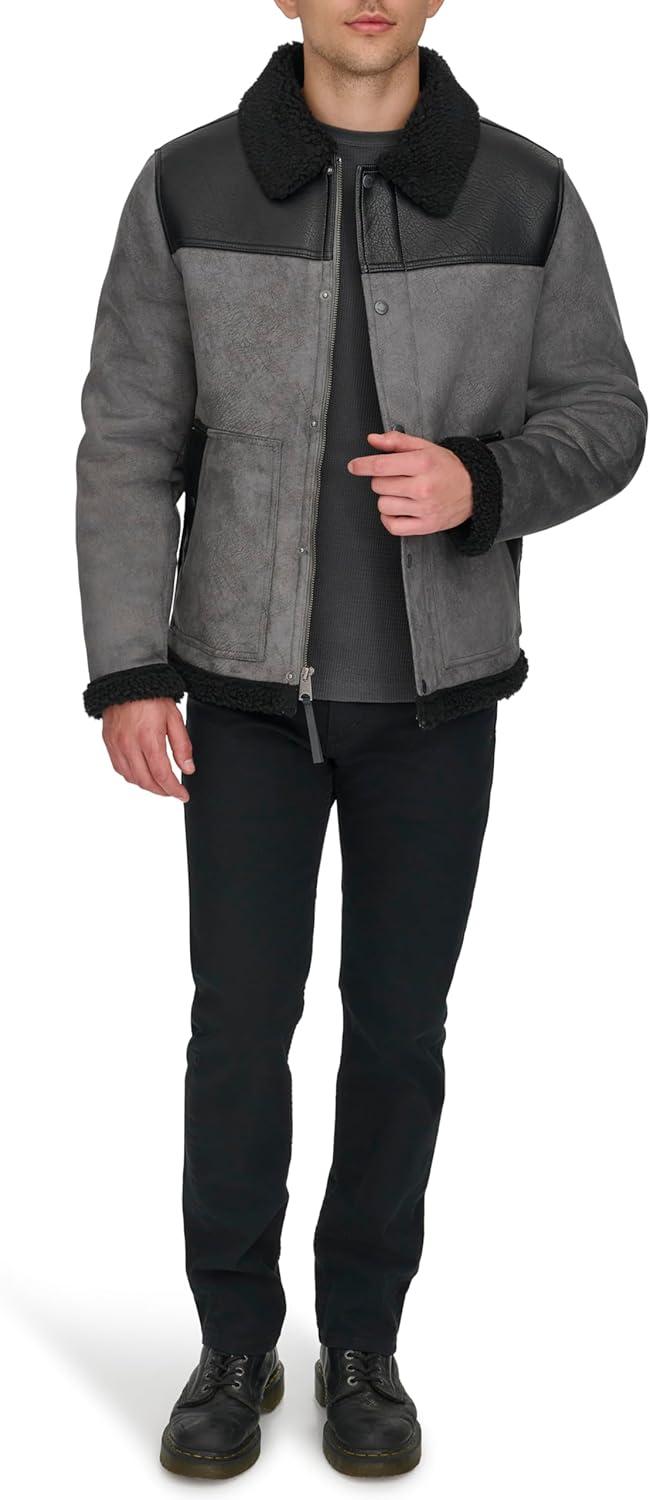 imageLevis Mens Levis Mens Mixed Media Faux Shearling JacketCharcoal