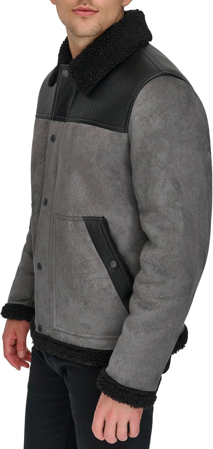 imageLevis Mens Levis Mens Mixed Media Faux Shearling JacketCharcoal