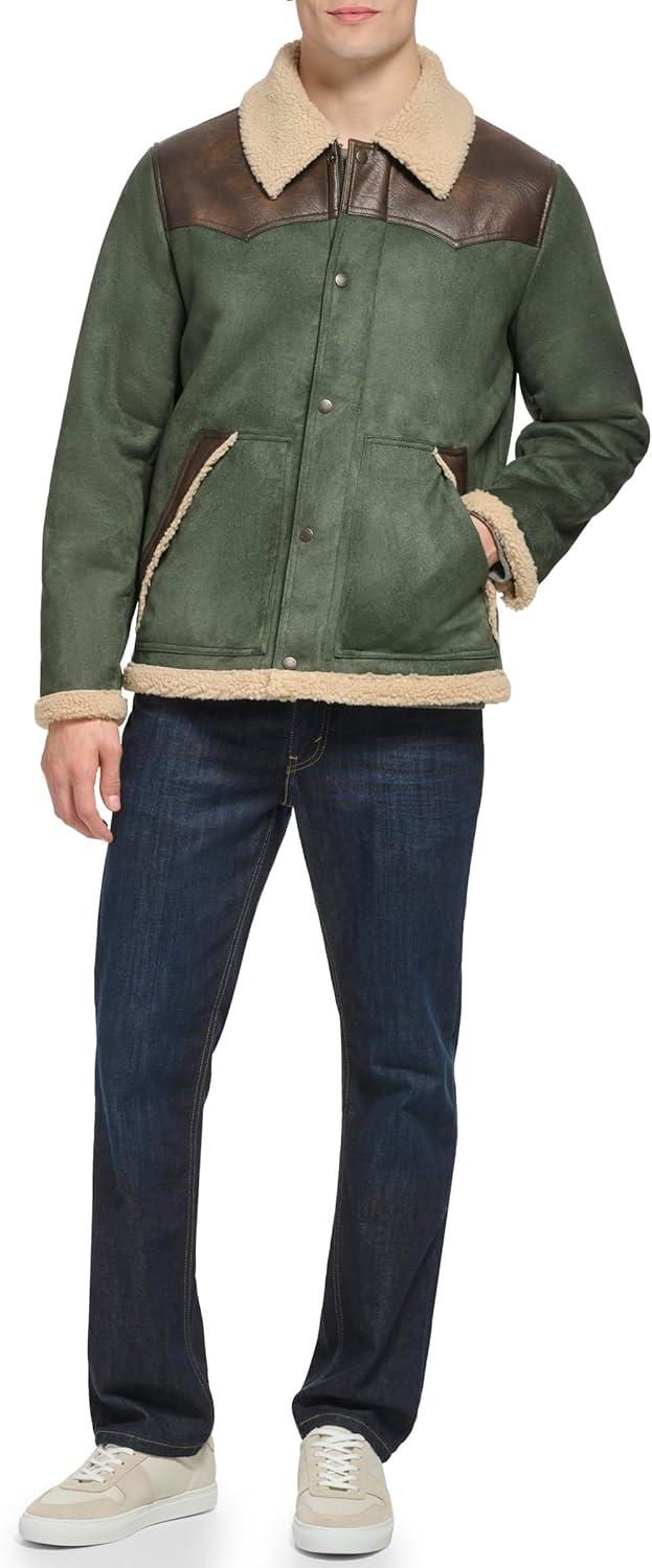 imageLevis Mens Levis Mens Mixed Media Faux Shearling JacketGreen