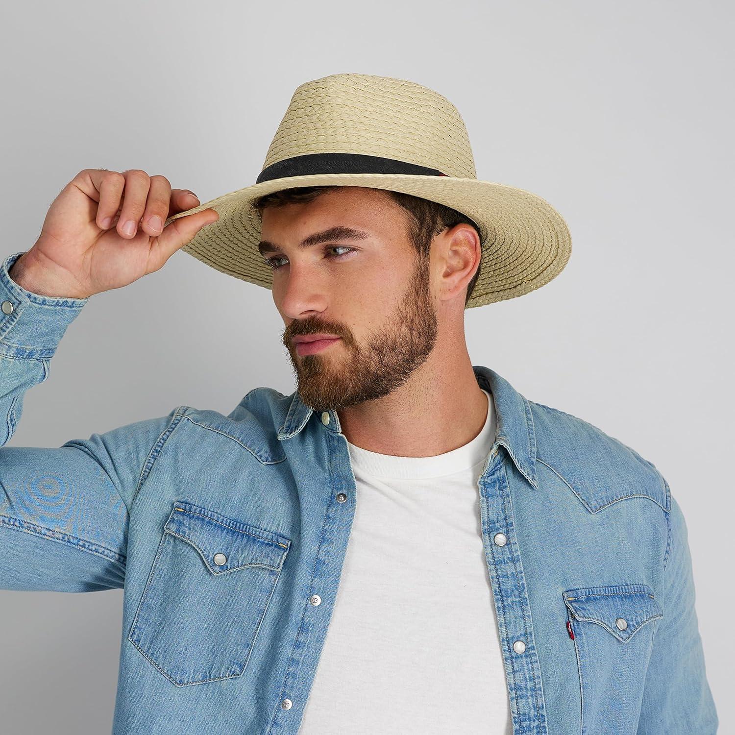 imageLevis Mens Lightweight Straw Fedora Panama HatBlack
