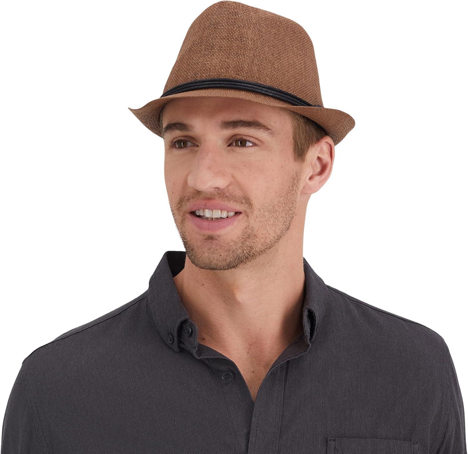 imageLevis Mens Lightweight Straw Fedora Panama HatBrown Straw
