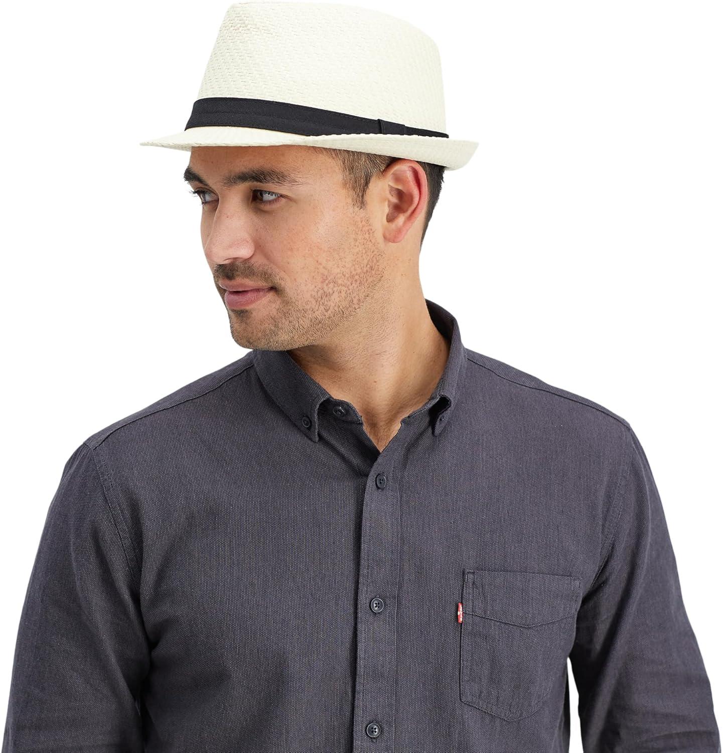 imageLevis Mens Lightweight Straw Fedora Panama HatIvory Straw