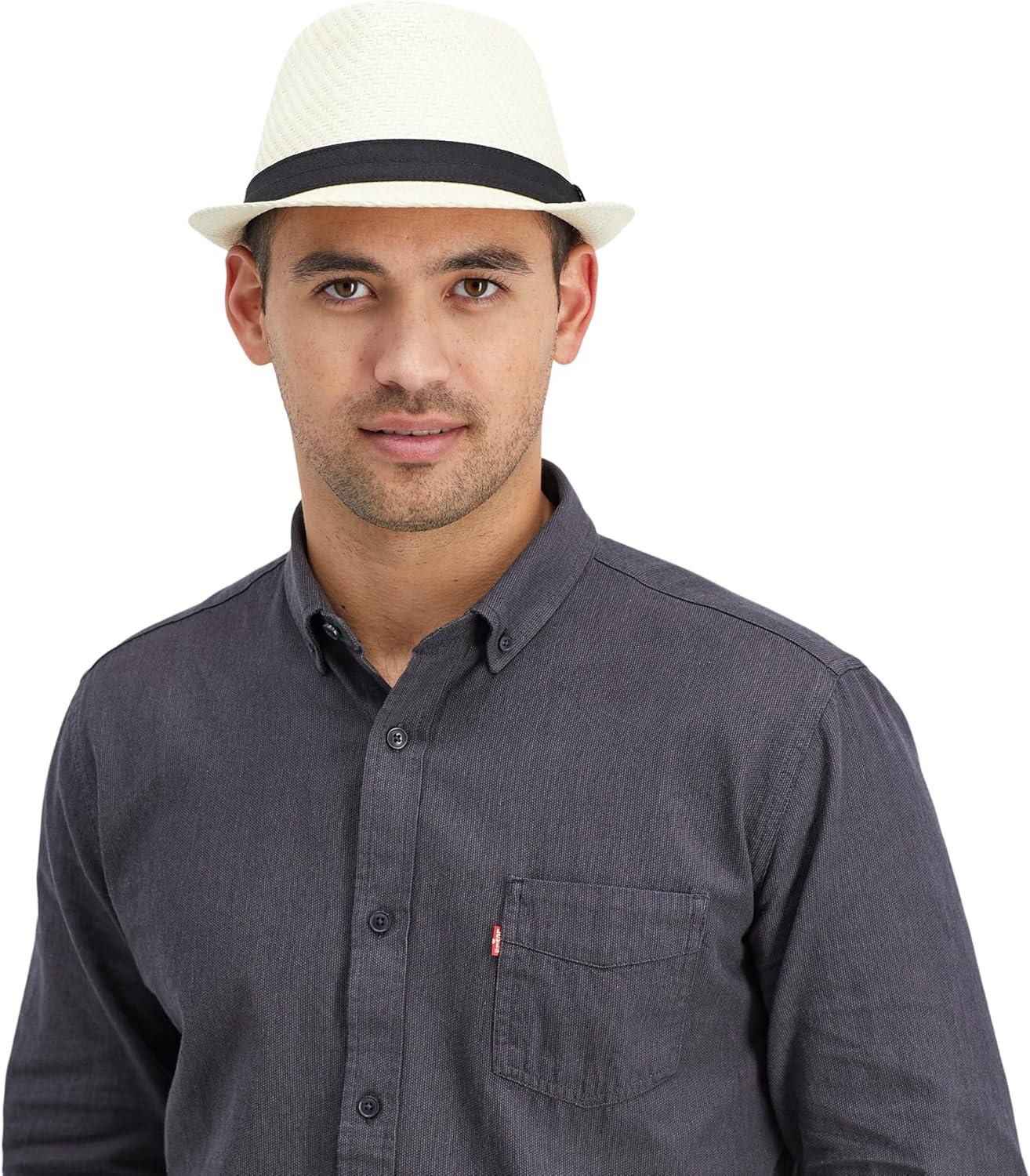 imageLevis Mens Lightweight Straw Fedora Panama HatIvory Straw