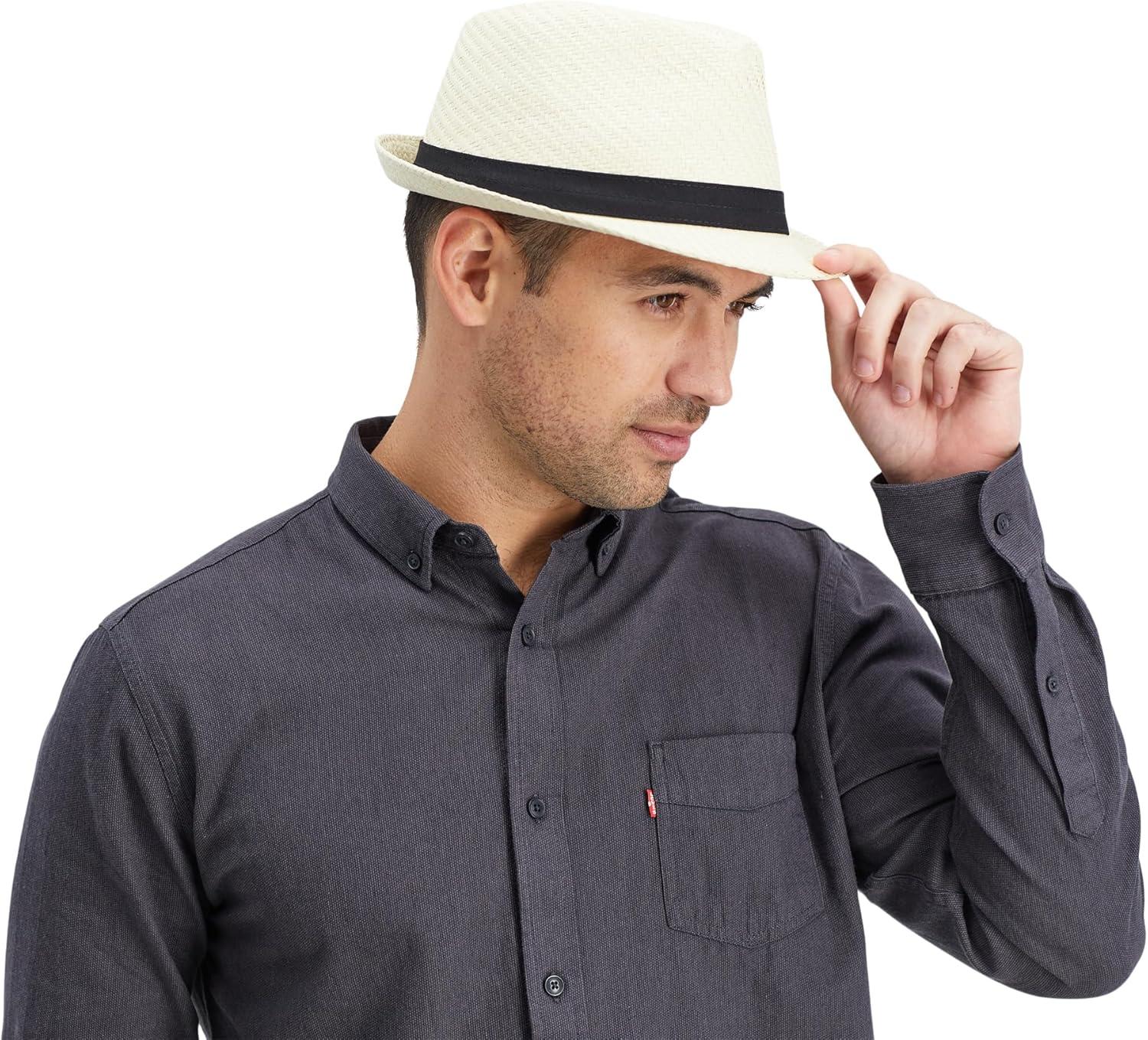 imageLevis Mens Lightweight Straw Fedora Panama HatIvory Straw