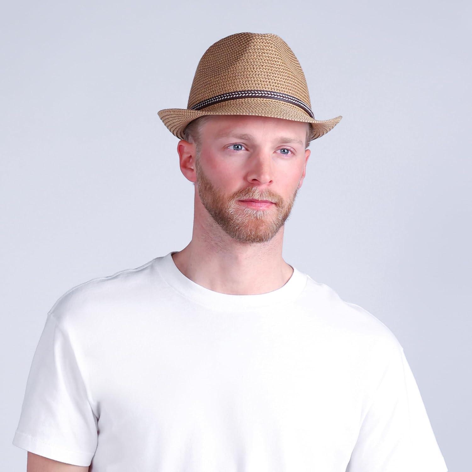 imageLevis Mens Lightweight Straw Fedora Panama HatTan