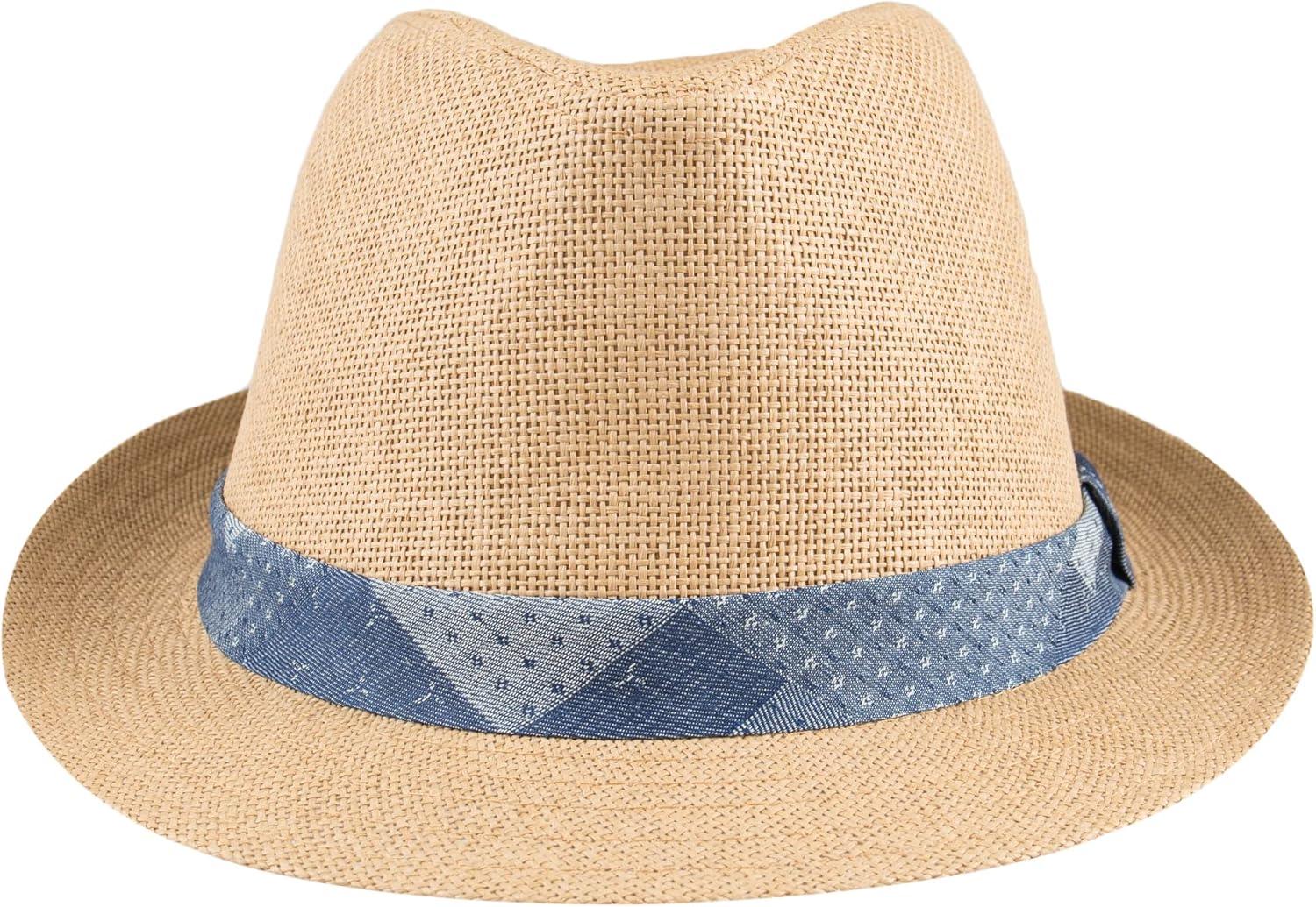 imageLevis Mens Lightweight Straw Fedora Panama HatTan Patchwork