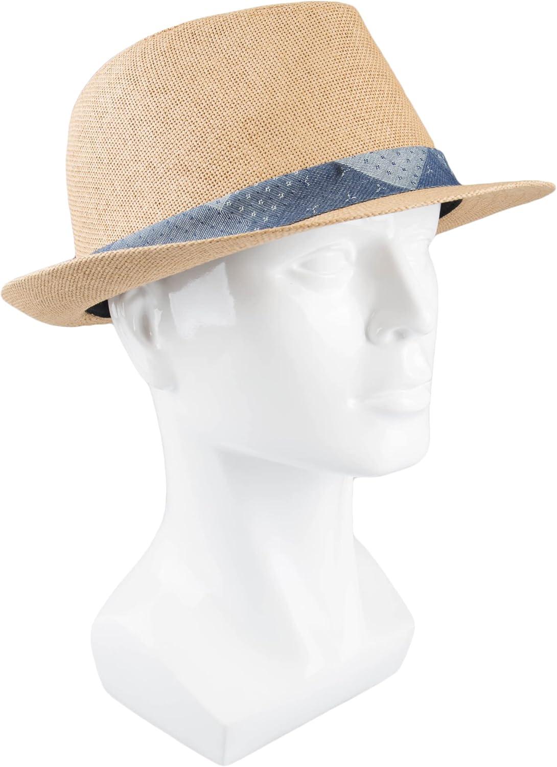 imageLevis Mens Lightweight Straw Fedora Panama HatTan Patchwork