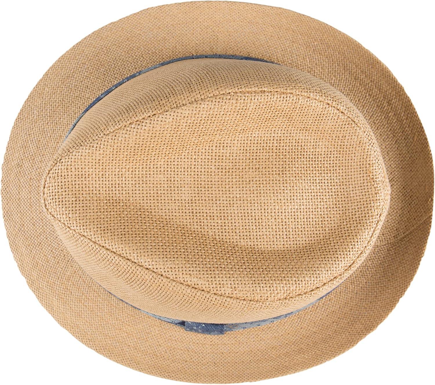 imageLevis Mens Lightweight Straw Fedora Panama HatTan Patchwork