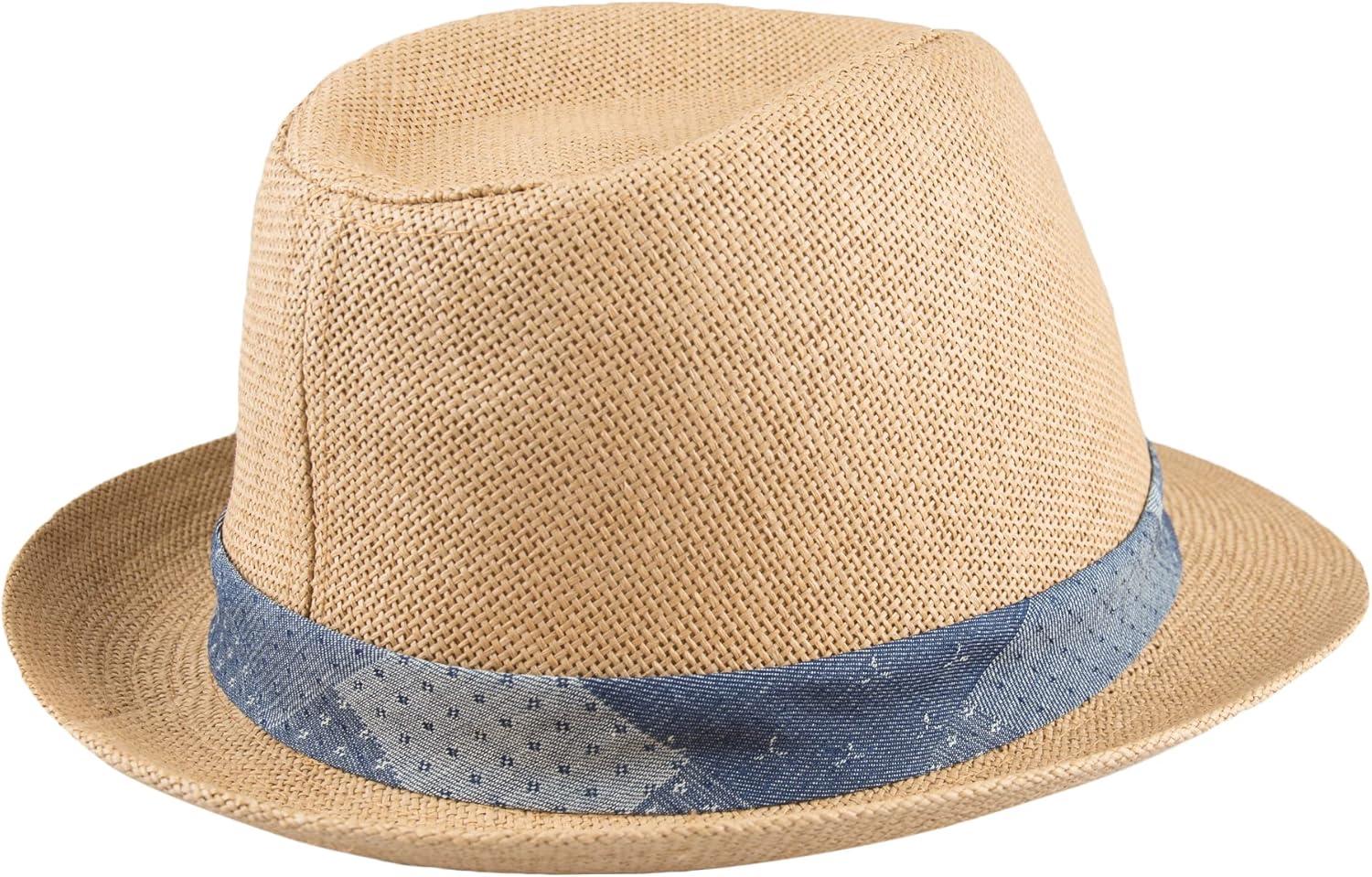 imageLevis Mens Lightweight Straw Fedora Panama HatTan Patchwork