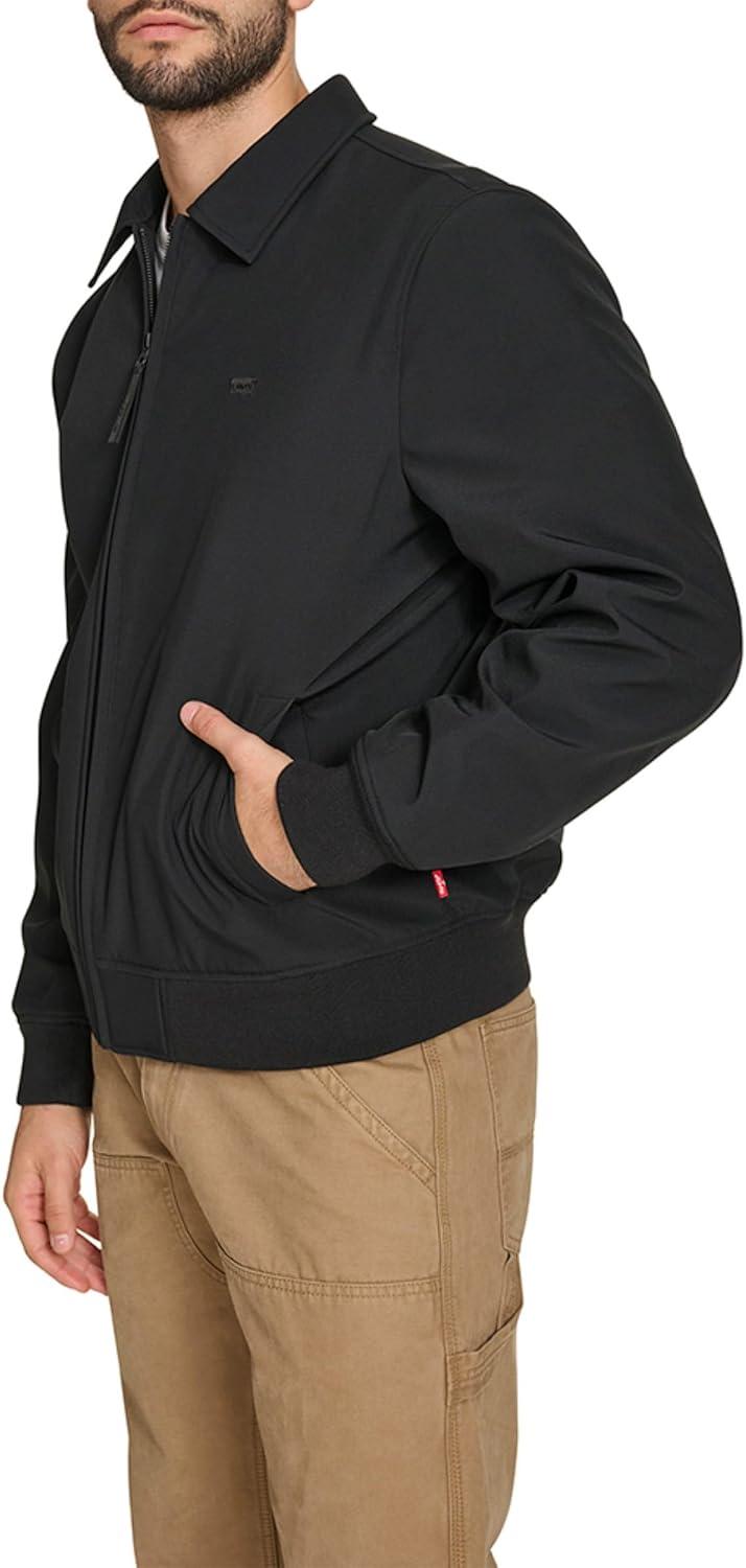 imageLevis Mens Mens Lightweight Softshell Varsity Rib Knit Bomber JacketBlack