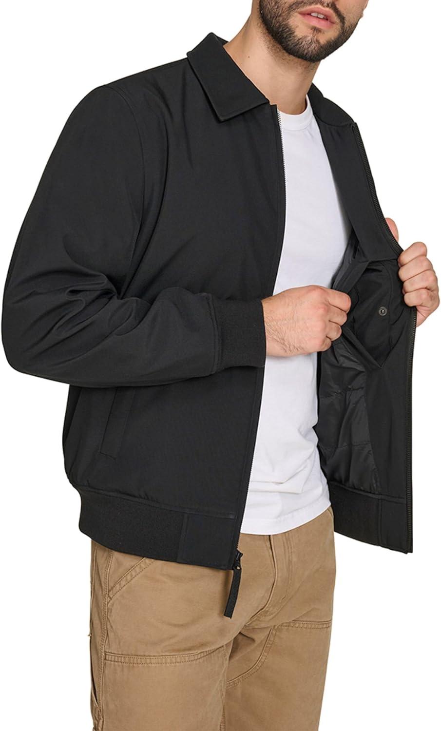 imageLevis Mens Mens Lightweight Softshell Varsity Rib Knit Bomber JacketBlack