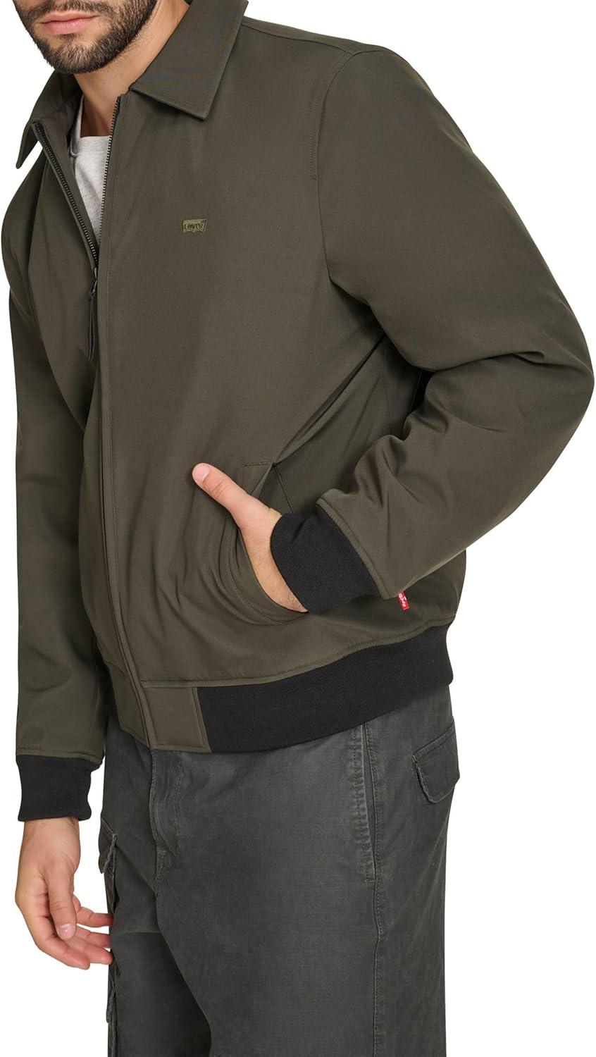 imageLevis Mens Mens Lightweight Softshell Varsity Rib Knit Bomber JacketOlive