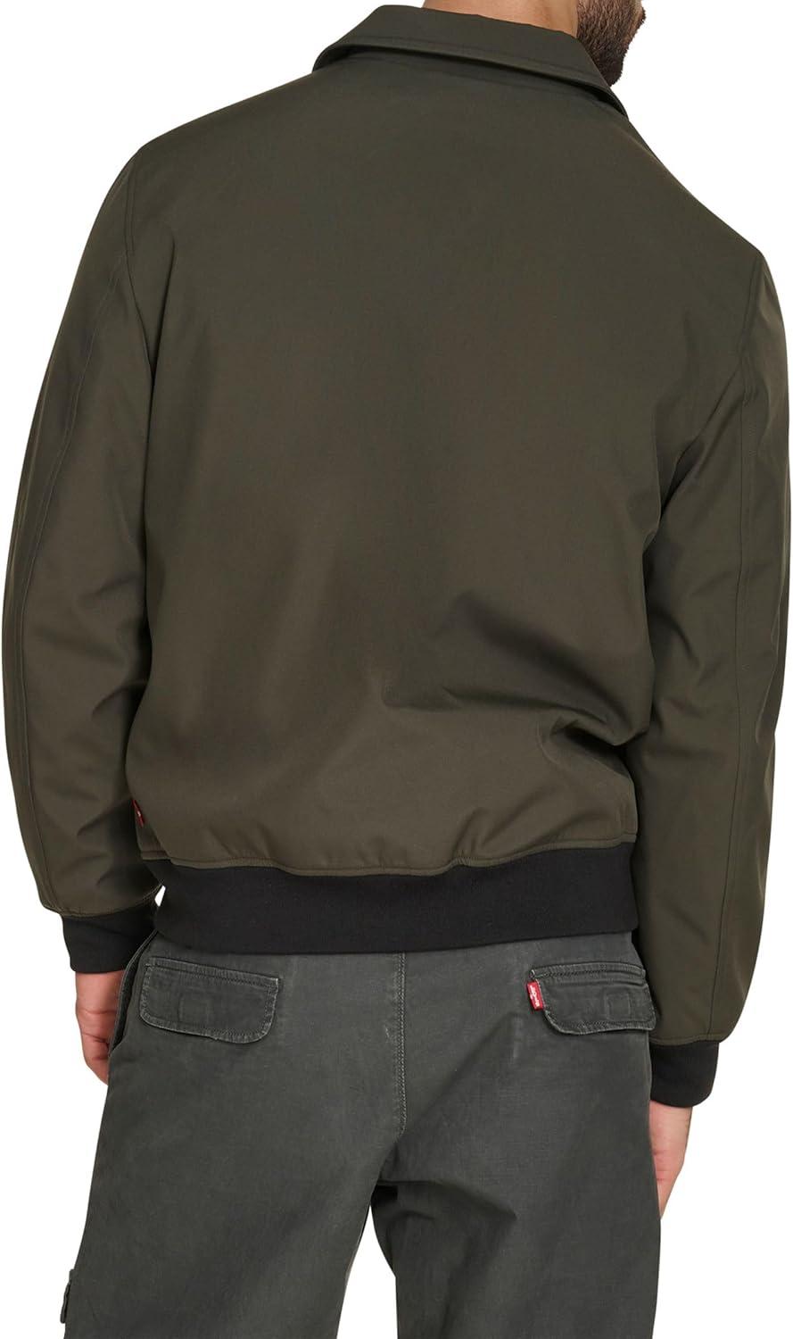 imageLevis Mens Mens Lightweight Softshell Varsity Rib Knit Bomber JacketOlive