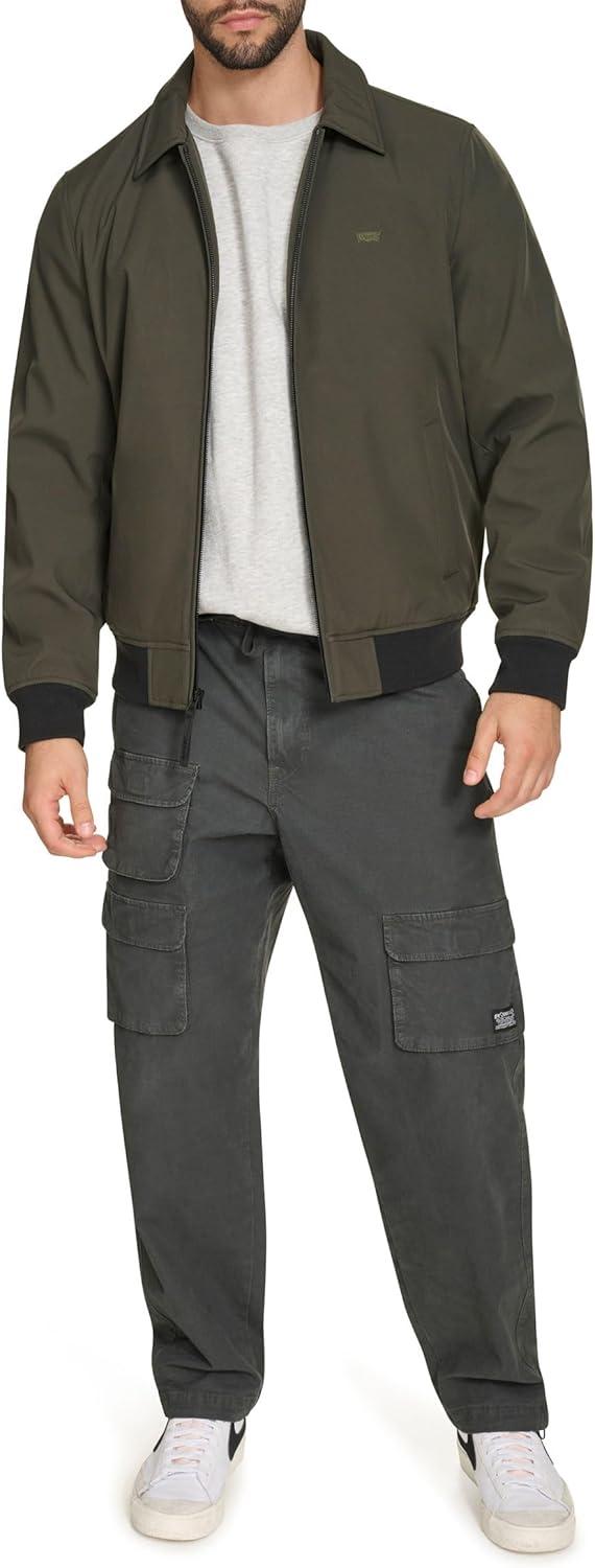 imageLevis Mens Mens Lightweight Softshell Varsity Rib Knit Bomber JacketOlive