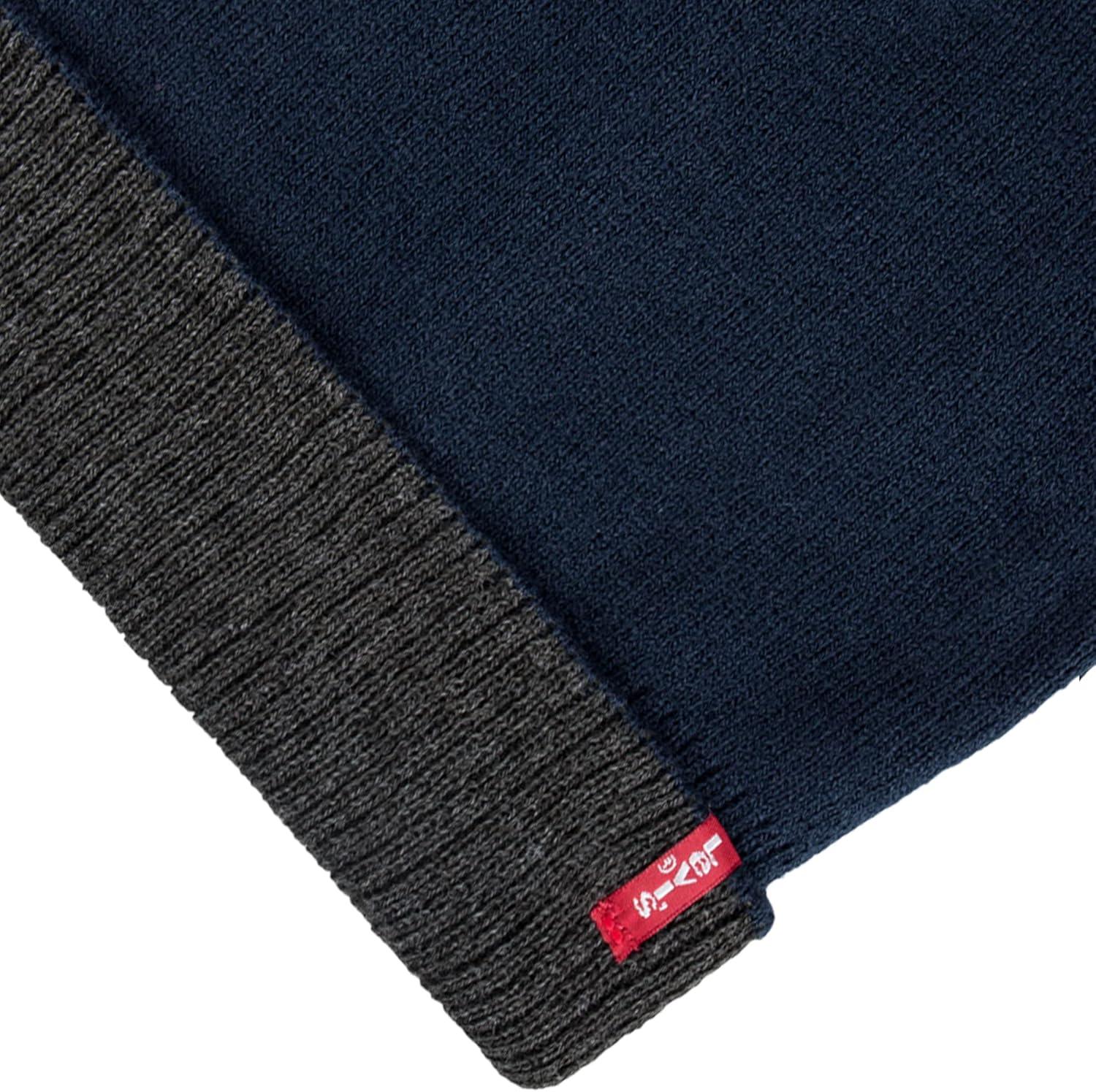 imageLevis Mens Reversible Warm Winter Beanie with Fingerless Glove SetNavyGrey