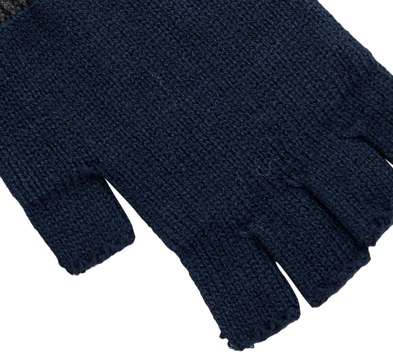 imageLevis Mens Reversible Warm Winter Beanie with Fingerless Glove SetNavyGrey