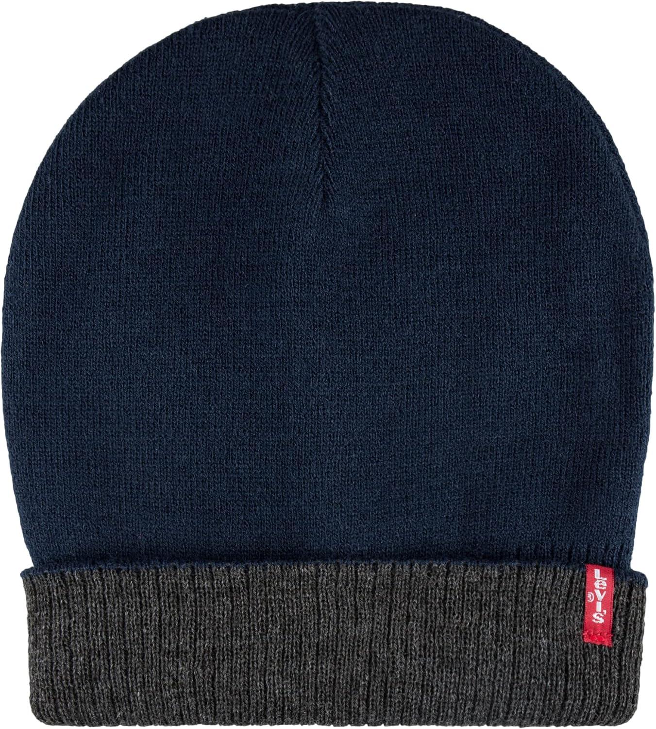 imageLevis Mens Reversible Warm Winter Beanie with Fingerless Glove SetNavyGrey