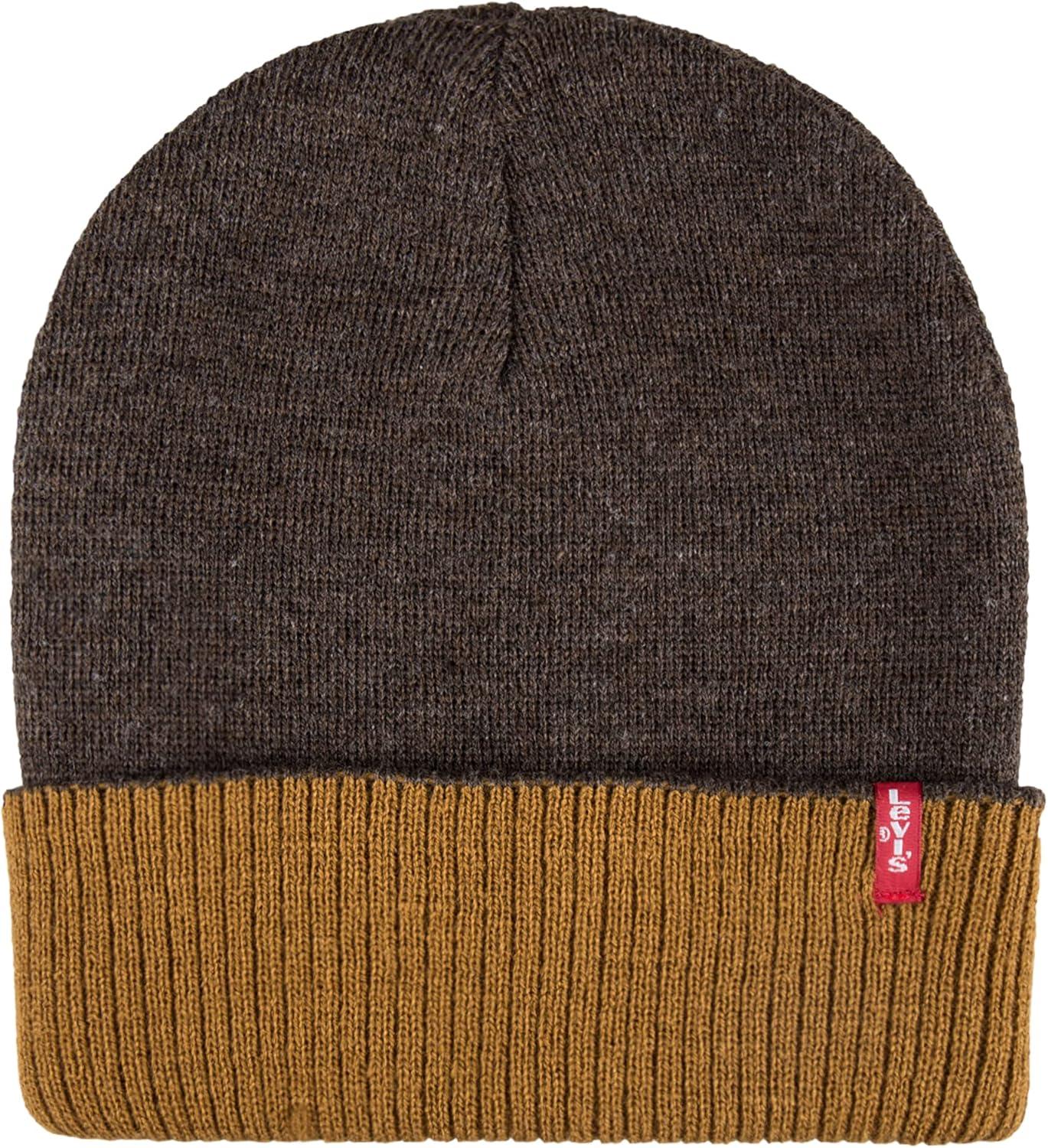 imageLevis Mens Reversible Warm Winter Beanie with Fingerless Glove SetTan