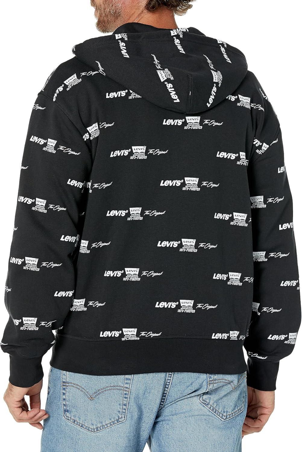 imageLevis Mens Seasonal Zip Up HoodieLevis Triple Logo Caviar Print
