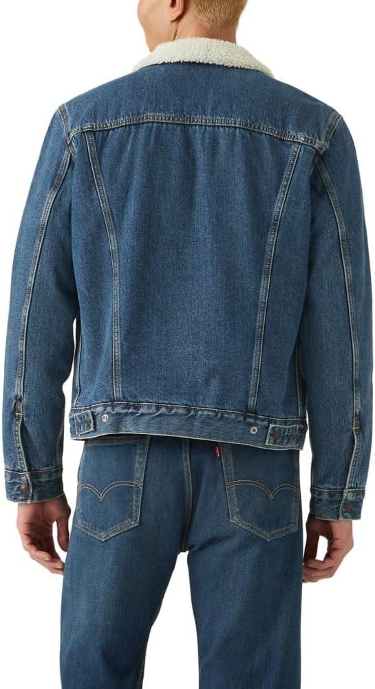 imageLevis Mens Sherpa Trucker JacketNew Dark Stonewash Non Stretch