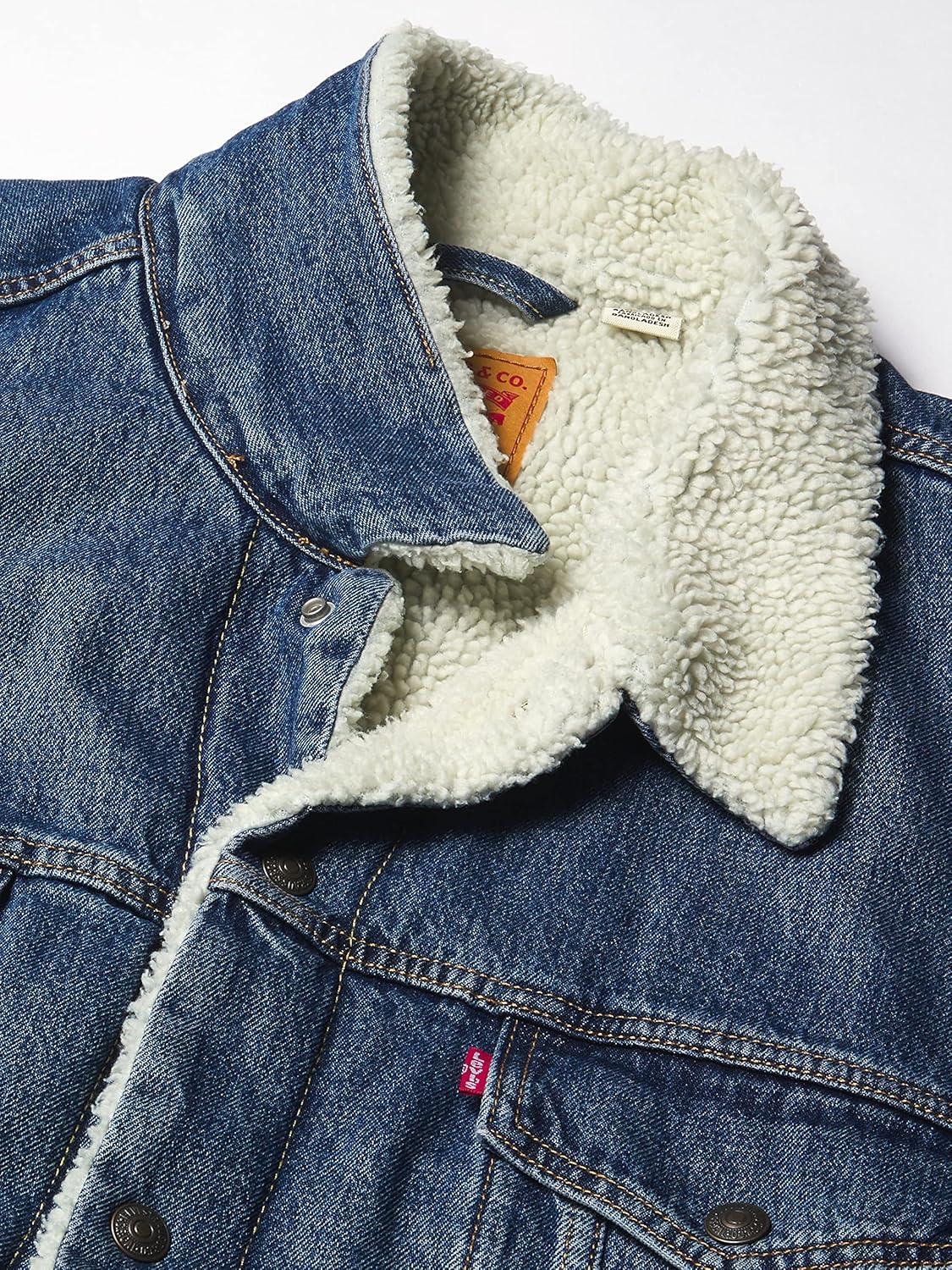 imageLevis Mens Sherpa Trucker JacketTelevision Medium Indigo