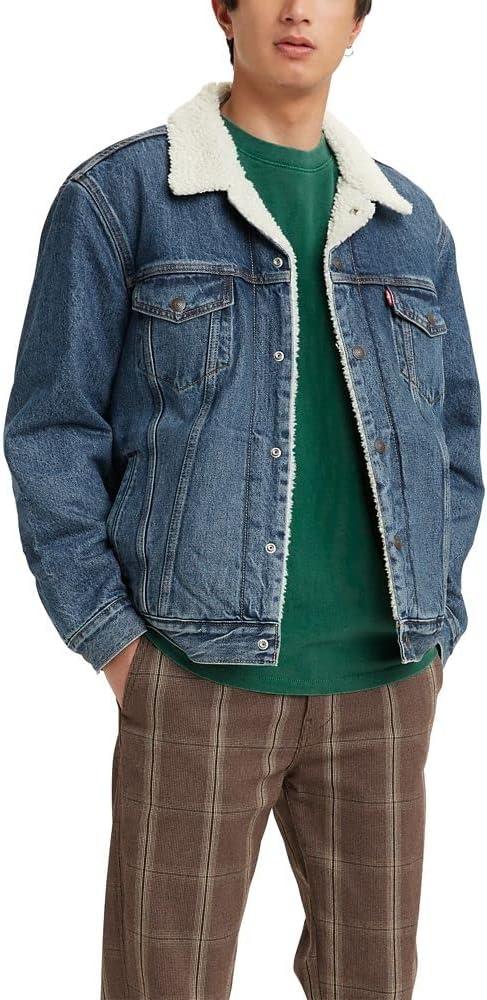 imageLevis Mens Sherpa Trucker JacketTelevision Medium Indigo