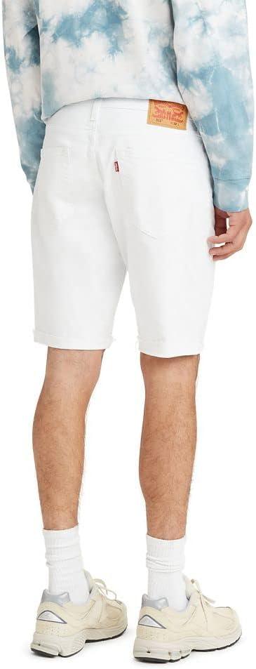 imageLevis Mens Slim Cut Off Jean ShortsWhiteBull DenimStretch