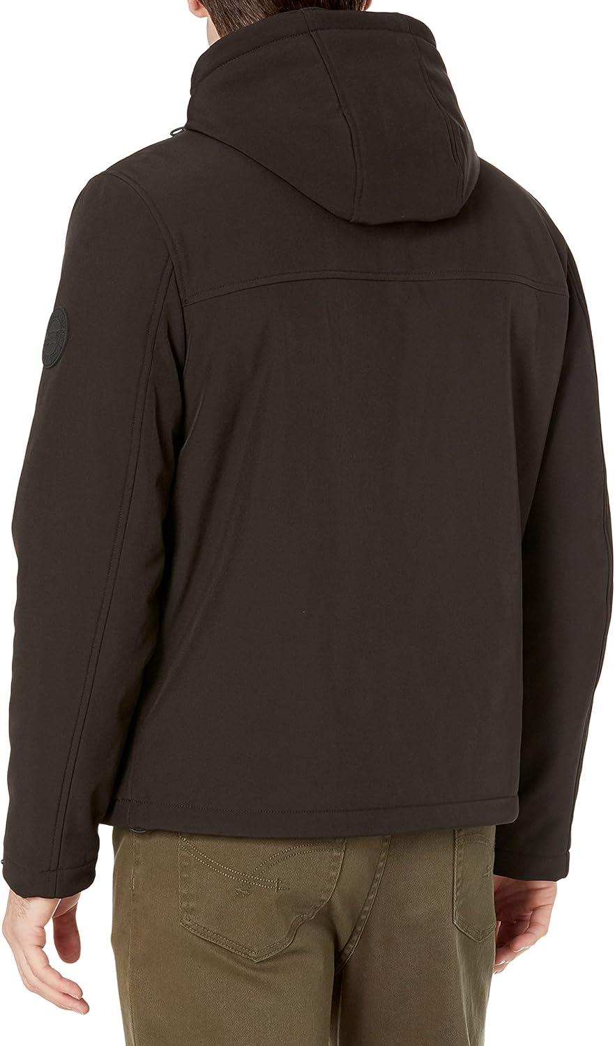 imageLevis Mens Soft Shell Two Pocket Hooded Trucker JacketBlack Sherpa