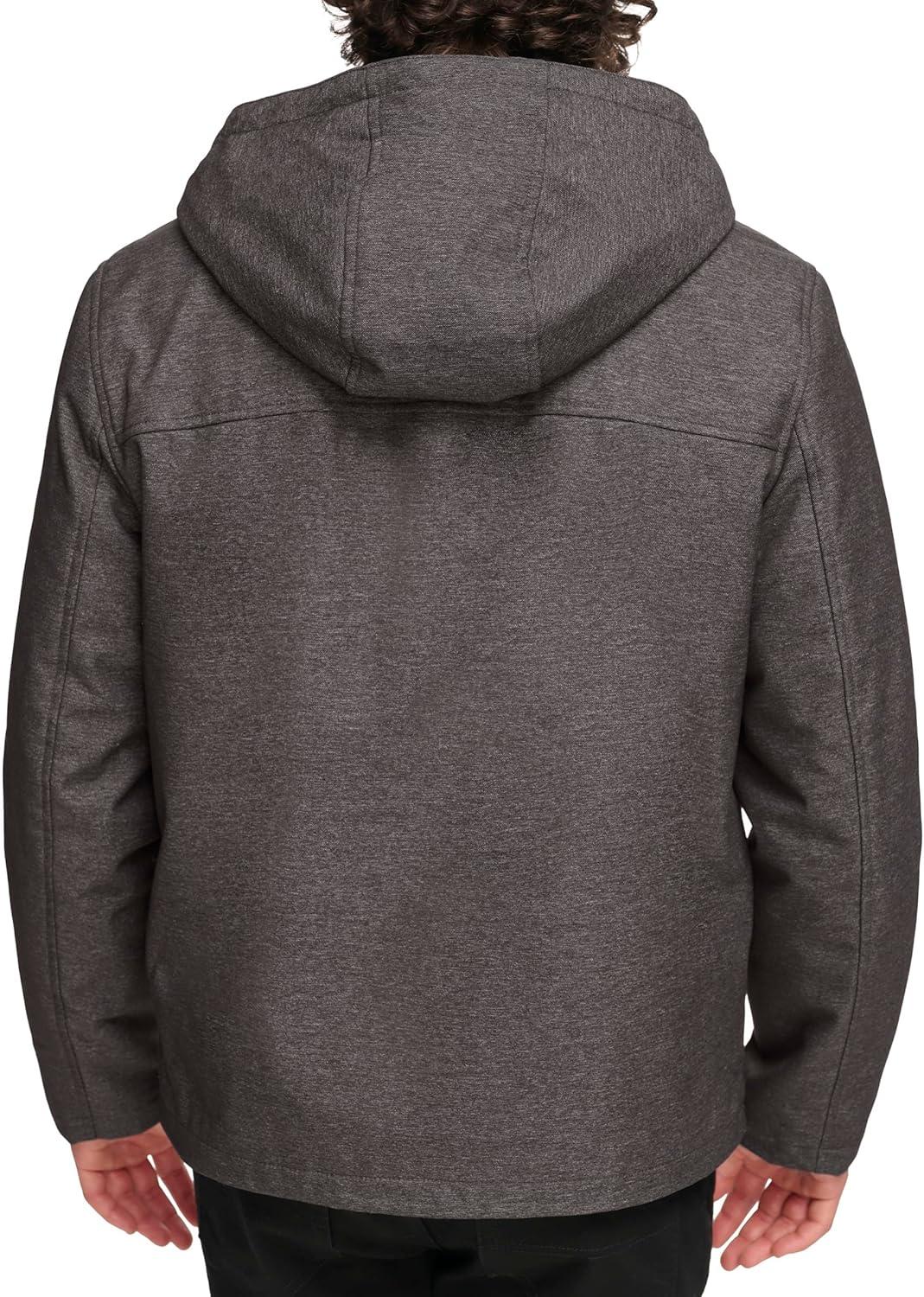 imageLevis Mens Soft Shell Two Pocket Hooded Trucker JacketGraphite Heather Sherpa