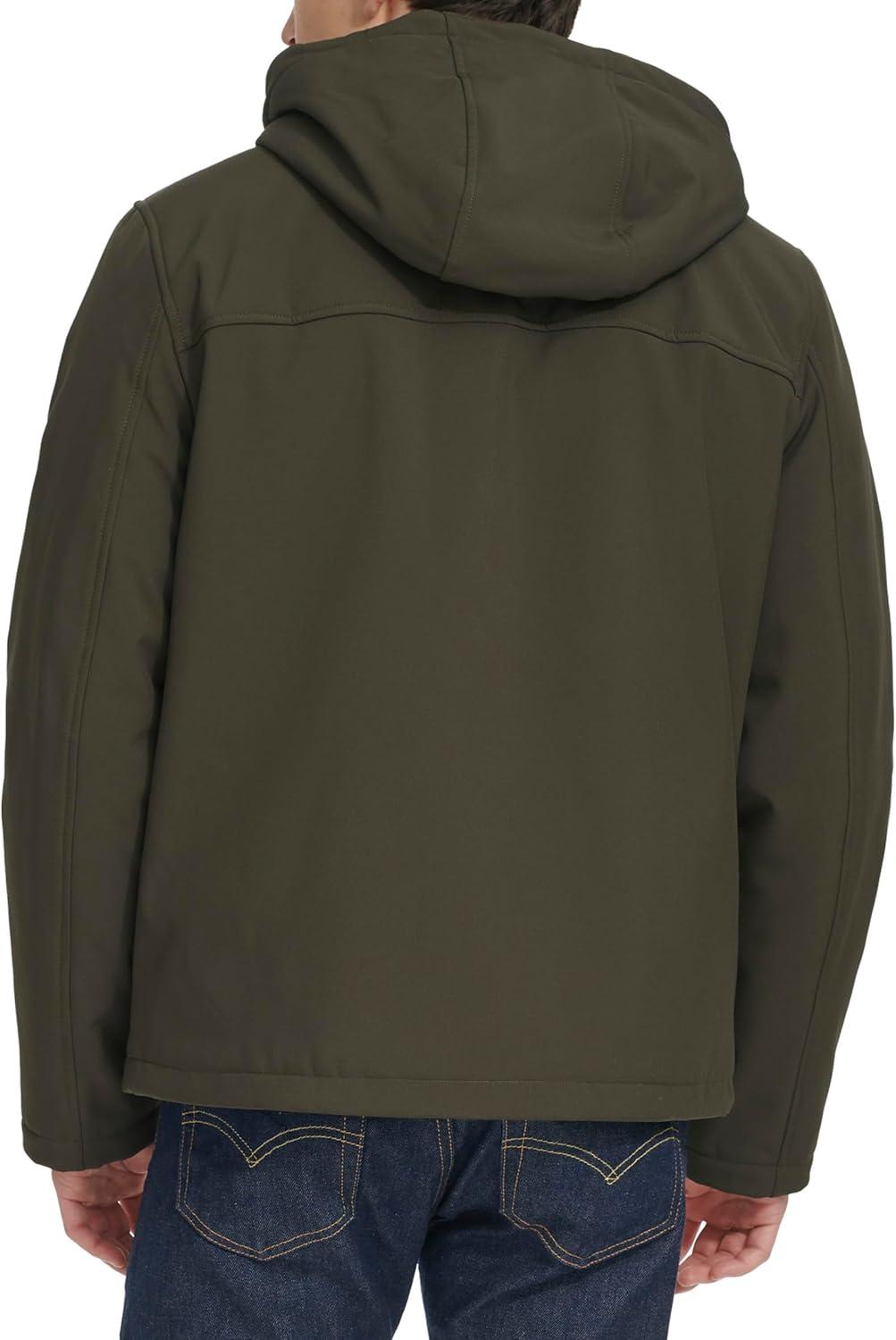imageLevis Mens Soft Shell Two Pocket Hooded Trucker JacketOlive Sherpa