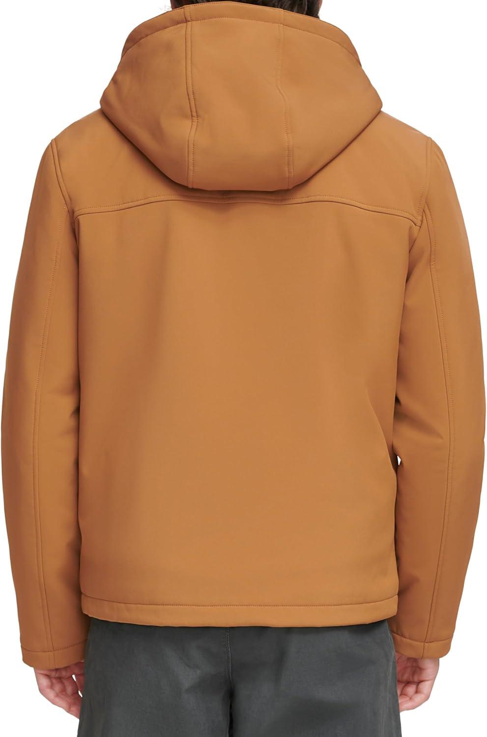 imageLevis Mens Soft Shell Two Pocket Hooded Trucker JacketWorker Brown Sherpa