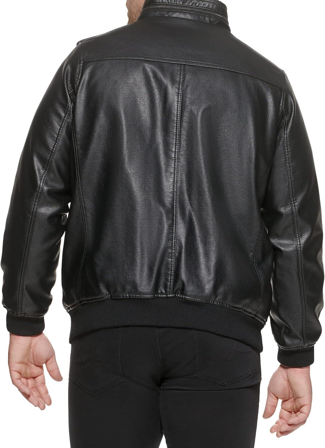 imageLevis Mens Vintage Deer Faux Leather Aviator Bomber Standard and Big amp TallBlackSherpa Lined