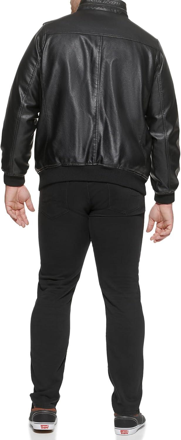 imageLevis Mens Vintage Deer Faux Leather Aviator Bomber Standard and Big amp TallBlackSherpa Lined